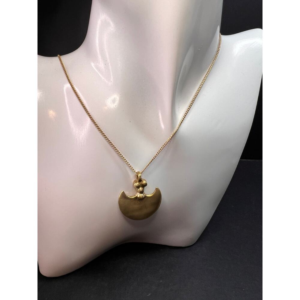 Brass Double Blade Pendant Necklace 18 Inch Artisan Style